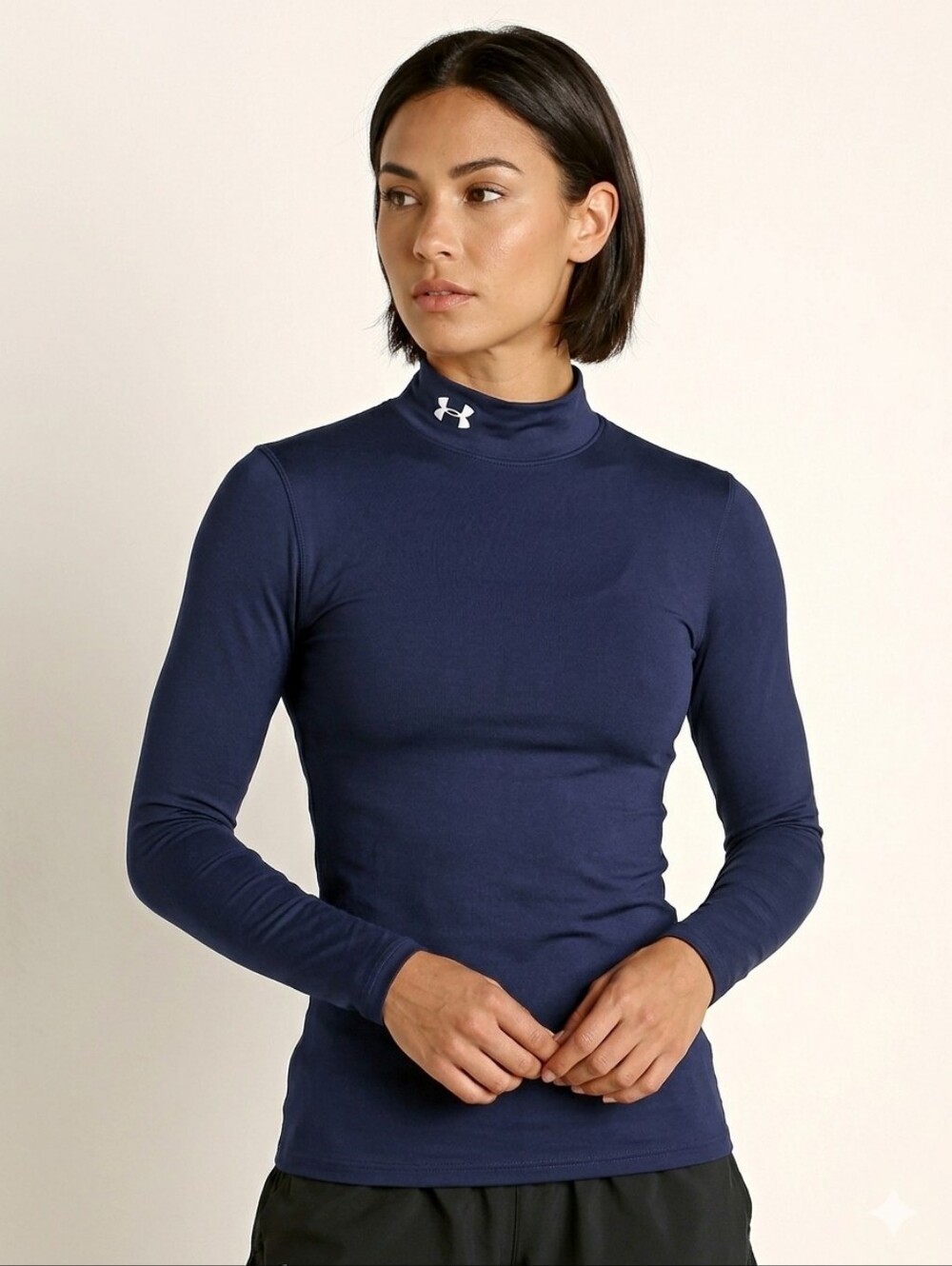 Under Armour Navy Mock Neck Long Sleeve Top size M